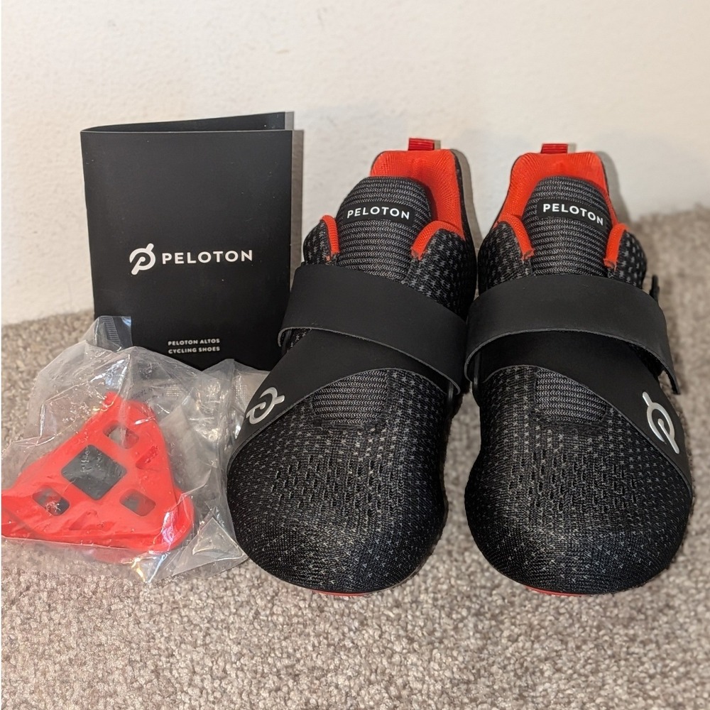 Peloton Altos Cycling Shoes Black Red Mens 5.5 Womens 7 NEW